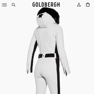 Goldbergh Perry Ski Suit White Black Fur Size 34 4 2